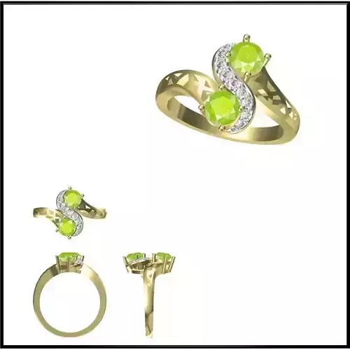 JCD Format White gold color stone rings jewelry cad