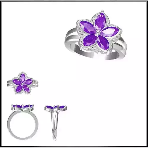 JCD Format White gold color stone rings jewelers file set