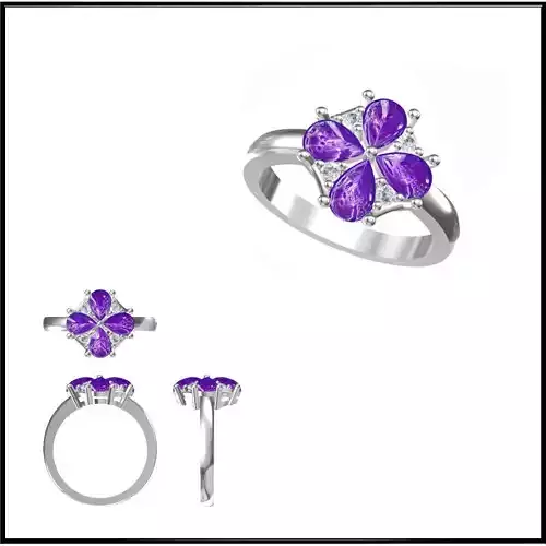 JCD Format White gold color stone rings jewelcad