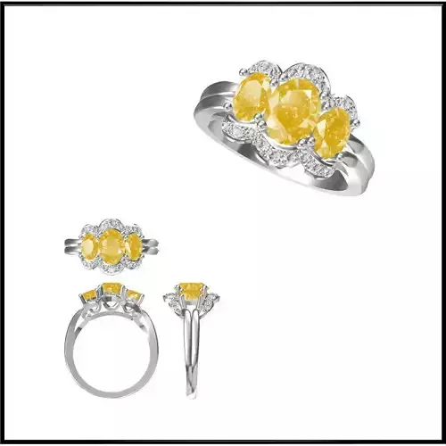 JCD Format White gold color stone rings design