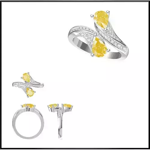 JCD Format White gold color stone rings cad ring design