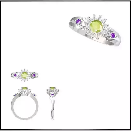 JCD Format White gold color stone rings cad color stone ring