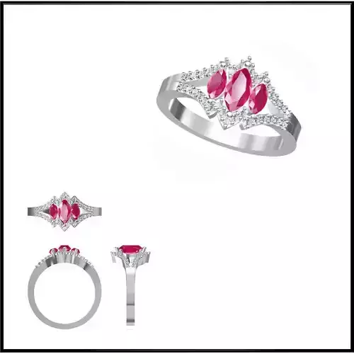 JCD Format White gold color stone rings autocad jewelry