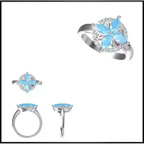 JCD Format White gold color stone rings 3dm jewelry