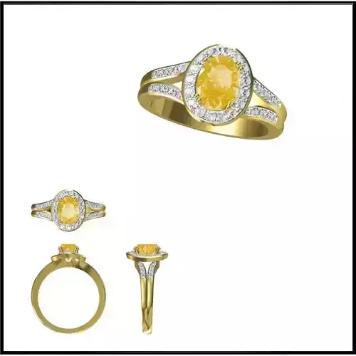 JCD Format White gold color stone rings 3d jewelry cad