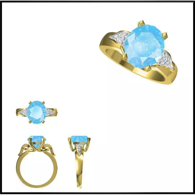 JCD Format Custom color stone rings cad color stone ring 3D print model