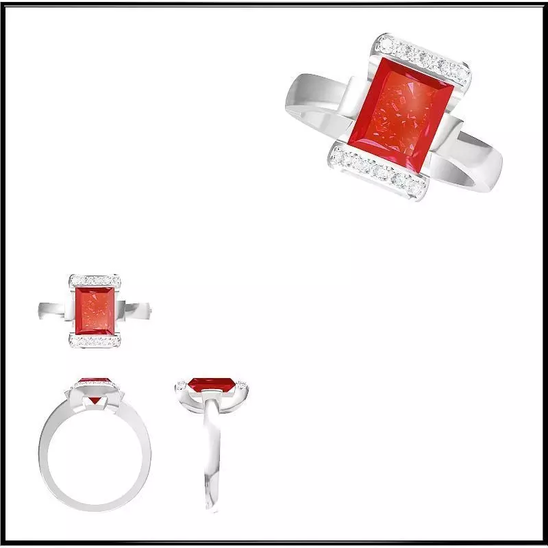 JCD Format Custom color stone rings cad cam jewelry 3D model 3D ...