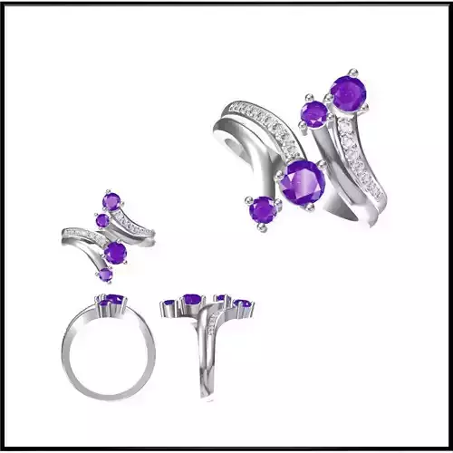 JCD Format  Custom color stone rings 3d cad jewelry design