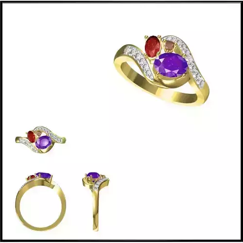 JCD Format Color stonerings sets jewelcad