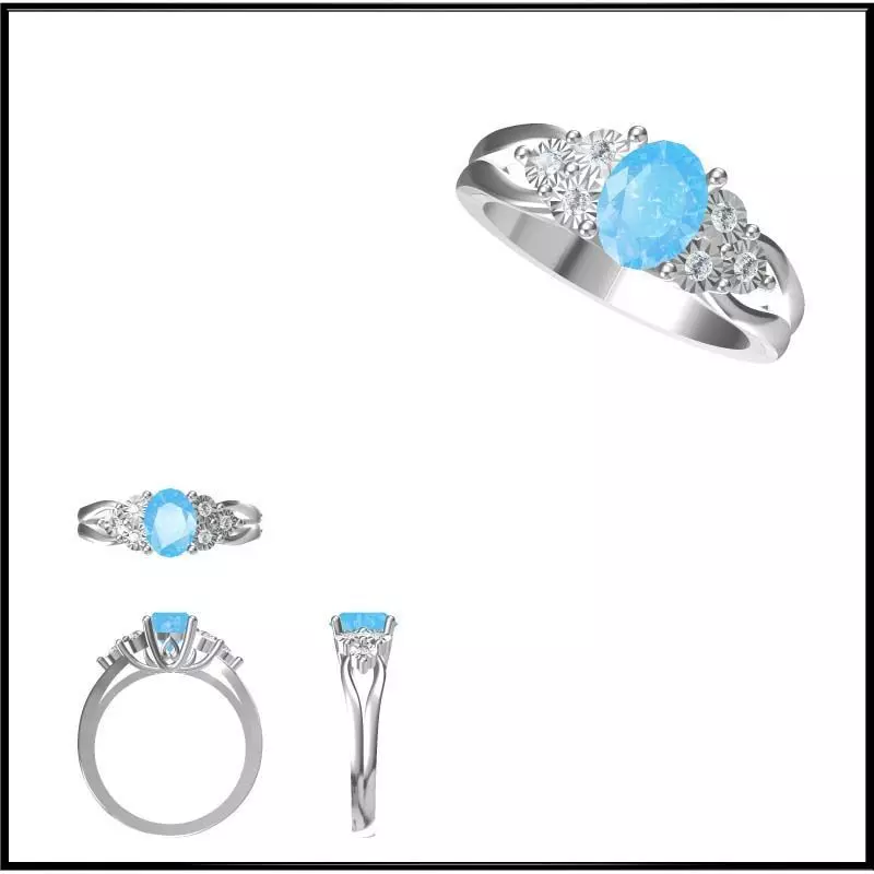 JCD Format Antique color stone rings rhino 3d jewelry 3D print model
