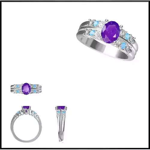 JCD Format Antique color stone rings jewellery 3dm files