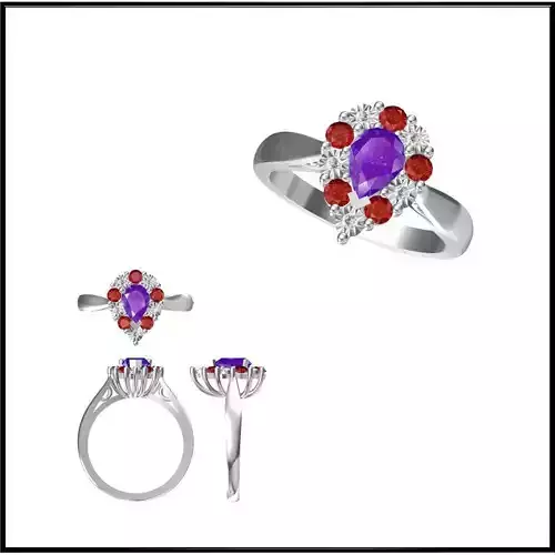 JCD Format Antique color stone rings jewelcad