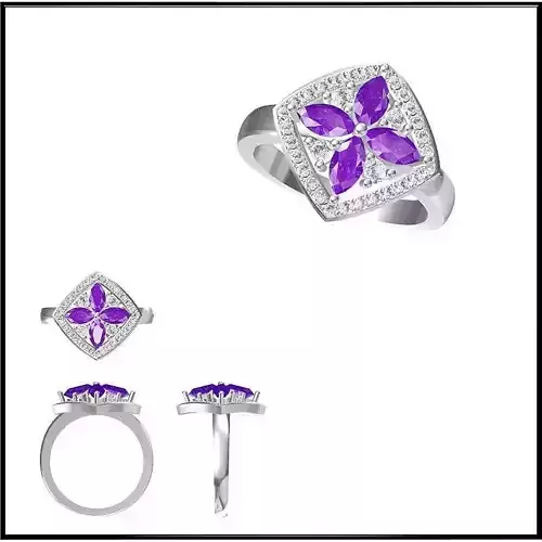 JCD Format Antique color stone rings cad color stone ring design