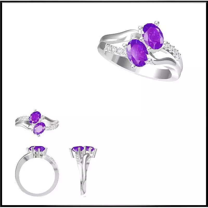 JCD Format Antique color stone rings cad color stone ring 3D print model