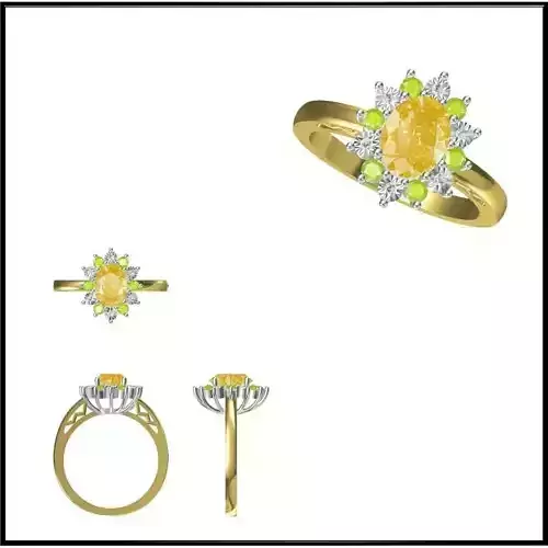 JCD Format Antique color stone rings cad cam jewelry design