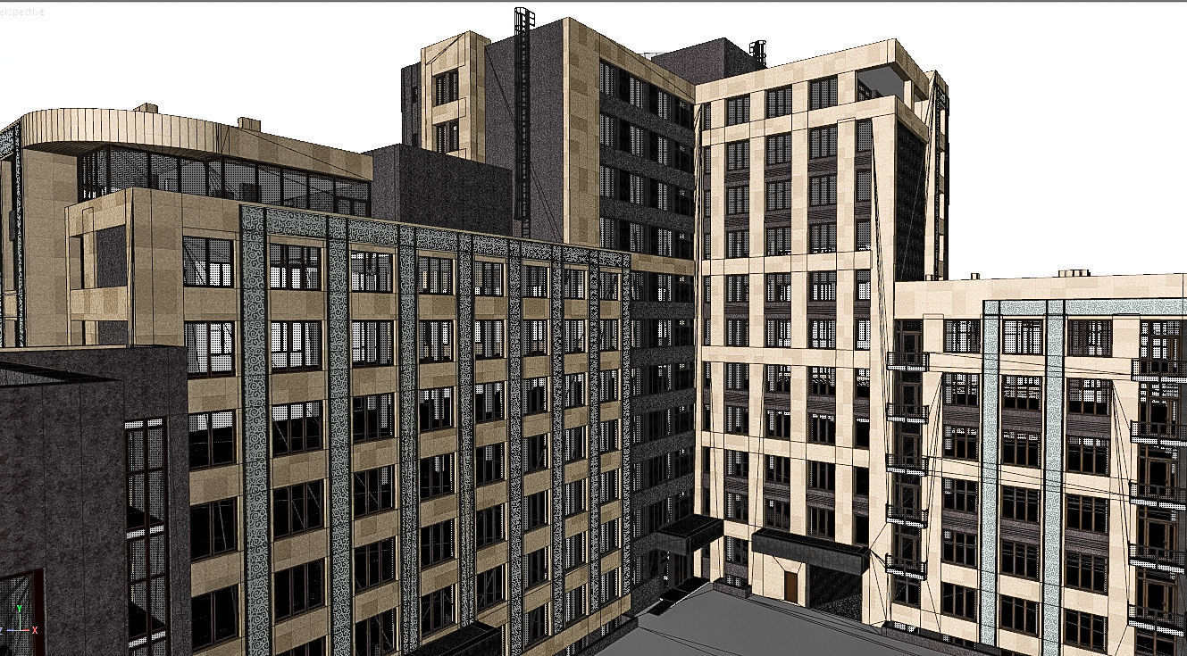 Residential City Building House 3D model_3