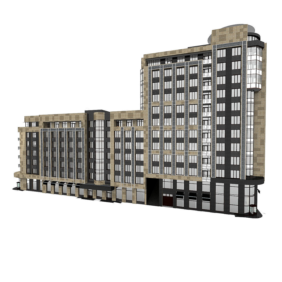 Residential City Building House 3D model_13