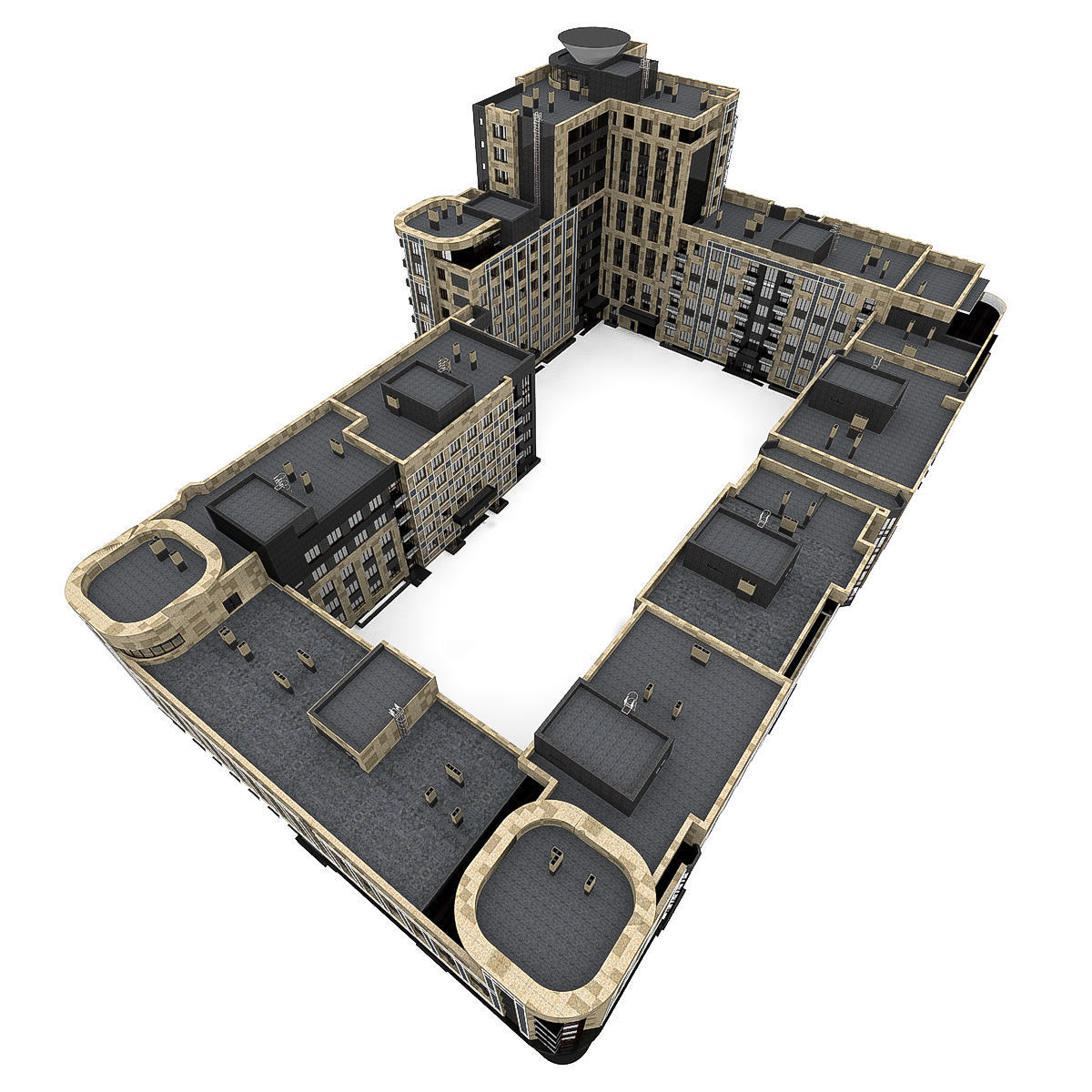 Residential City Building House 3D model_8