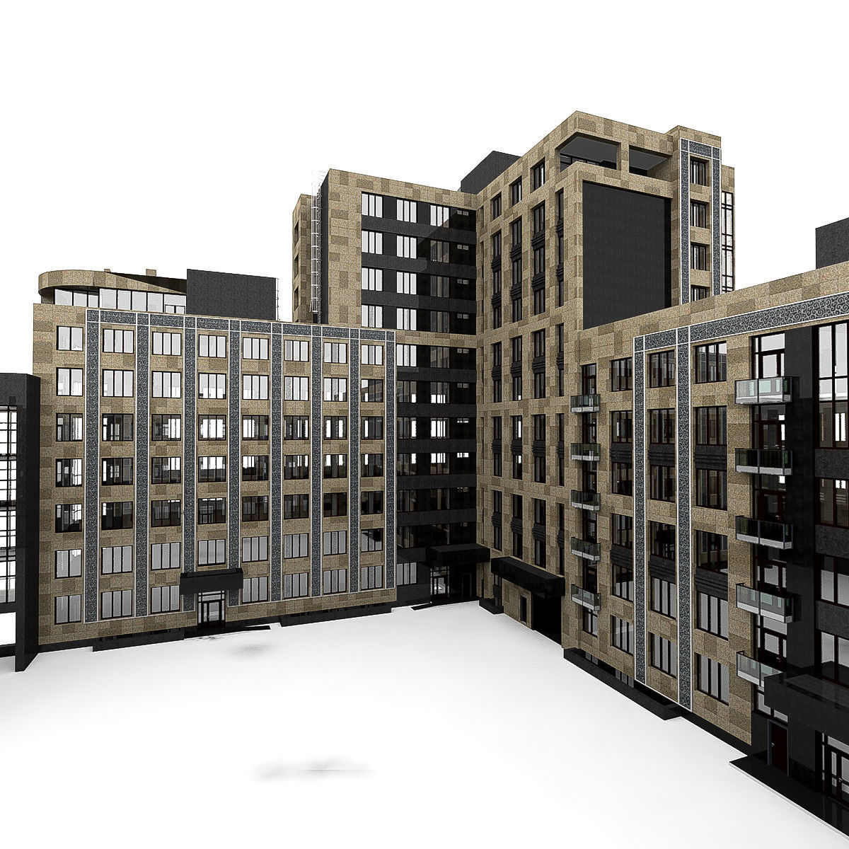 Residential City Building House 3D model_7
