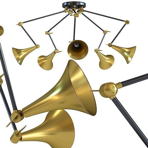 kare Pendant Lamp Trumpet Brass Spider 5-lite 3D model