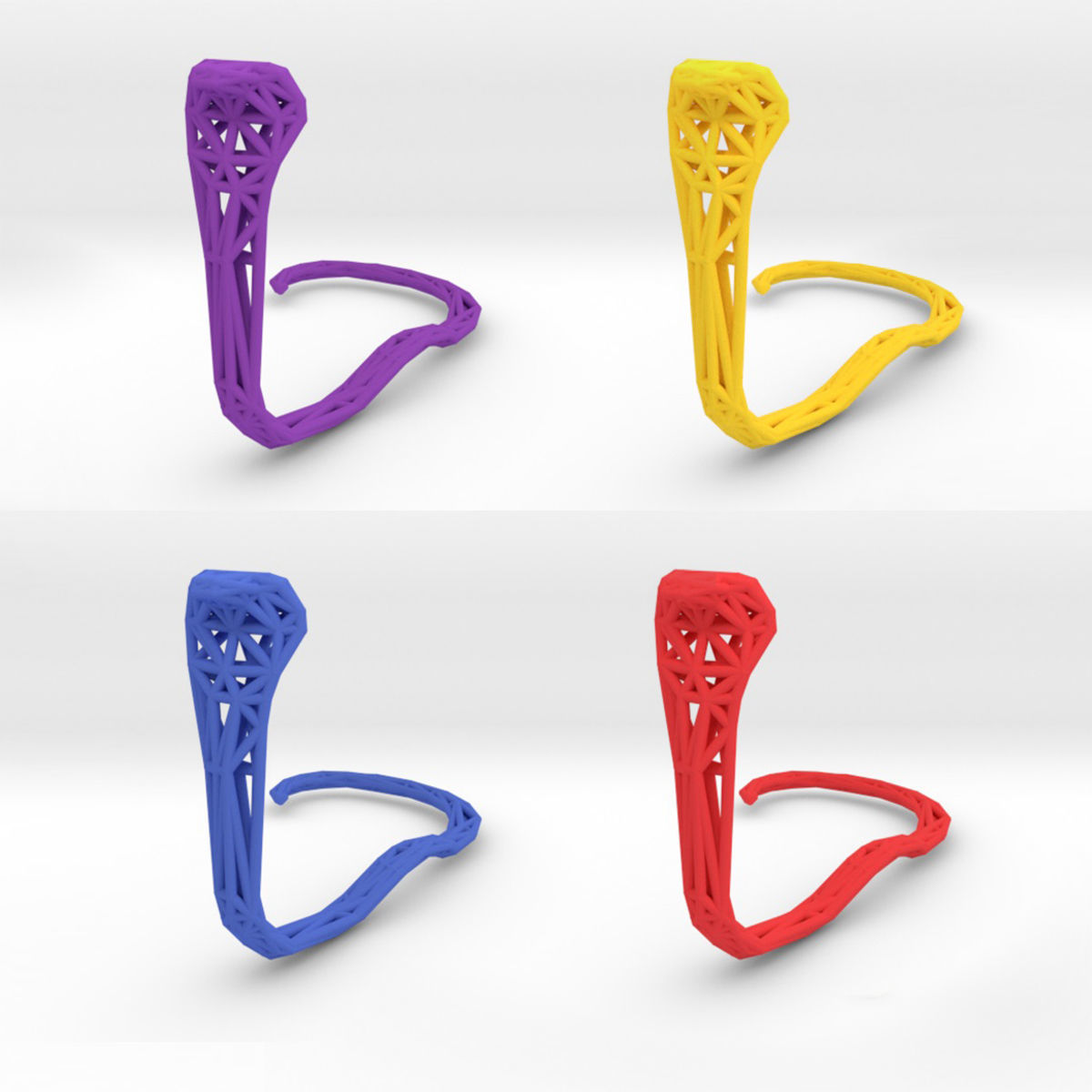 Cobra earring holder 3D print model_8