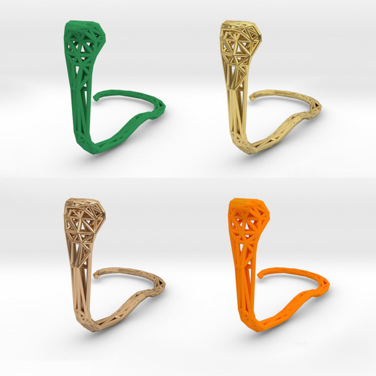 Cobra earring holder 3D print model_7