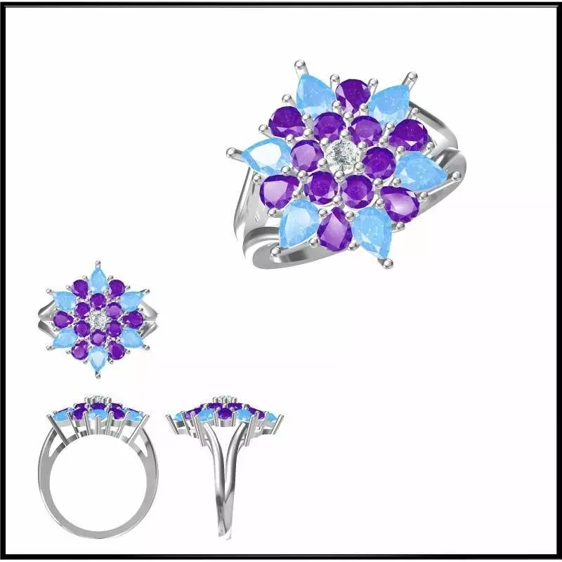 JCD Format Minimalist color stone rings cad ring design 3D print model