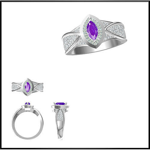 JCD Format Minimalist color stone rings cad jewellery 3D print model