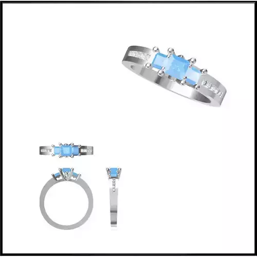 JCD Format Minimalist color stone rings 3dm jewelry