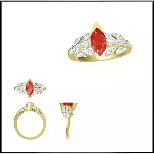 JCD Format Color stone rings jewelry cad