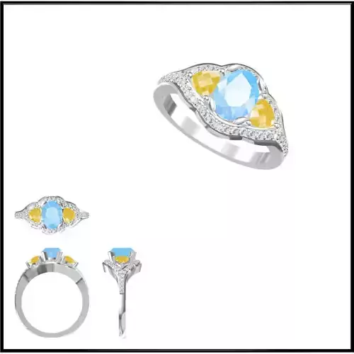 JCD Format Color stone rings jewellery cad design