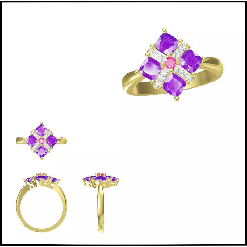 JCD Format Best color stone rings cad color stone ring 3D print model