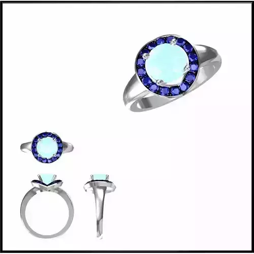 JCD Format  Aquamarine color stone ring ring cad