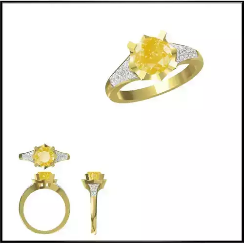 JCD Format  Aquamarine color stone ring rhino 3d jewelry