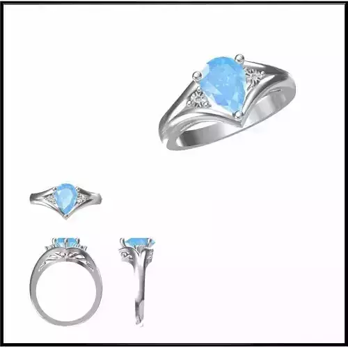 JCD Format  Aquamarine color stone ring jewelry cad programs