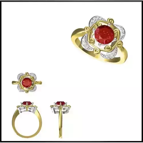 JCD Format  Aquamarine color stone ring jewelry cad