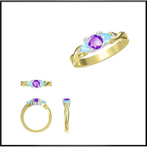 JCD Format  Aquamarine color stone ring jewellery 3D print model