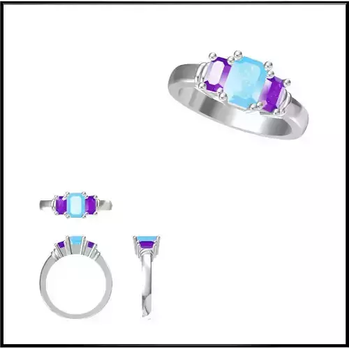 JCD Format  Aquamarine color stone ring jewelers file set