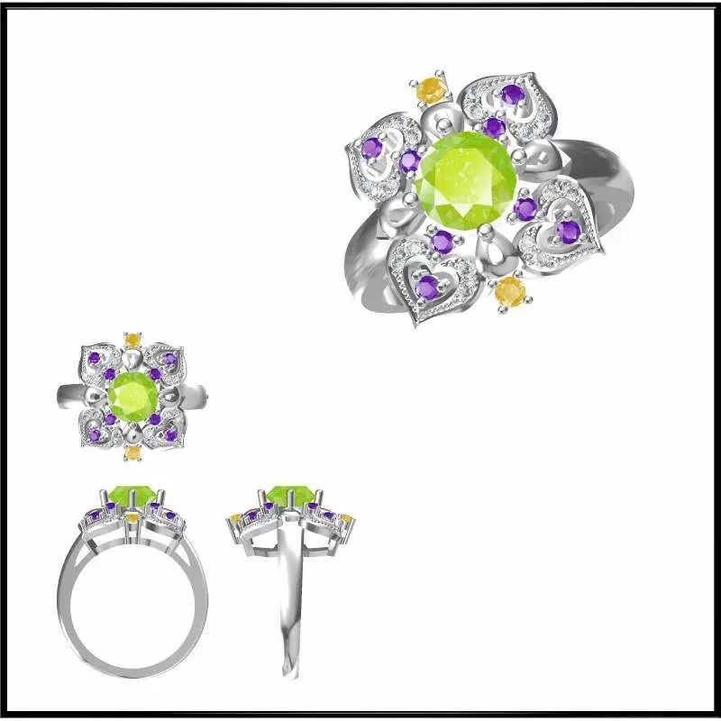 JCD Format Aquamarine color stone ring jewelcad 3D print model