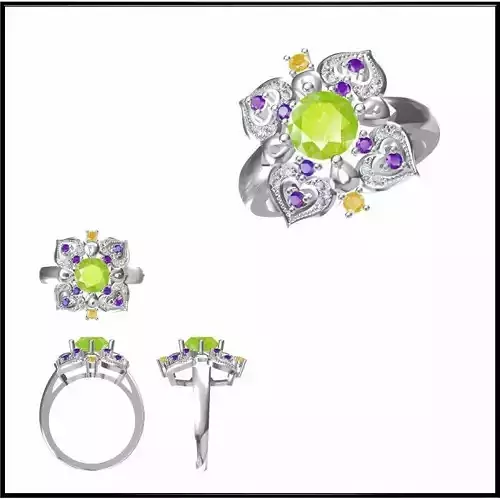 JCD Format  Aquamarine color stone ring jewelcad