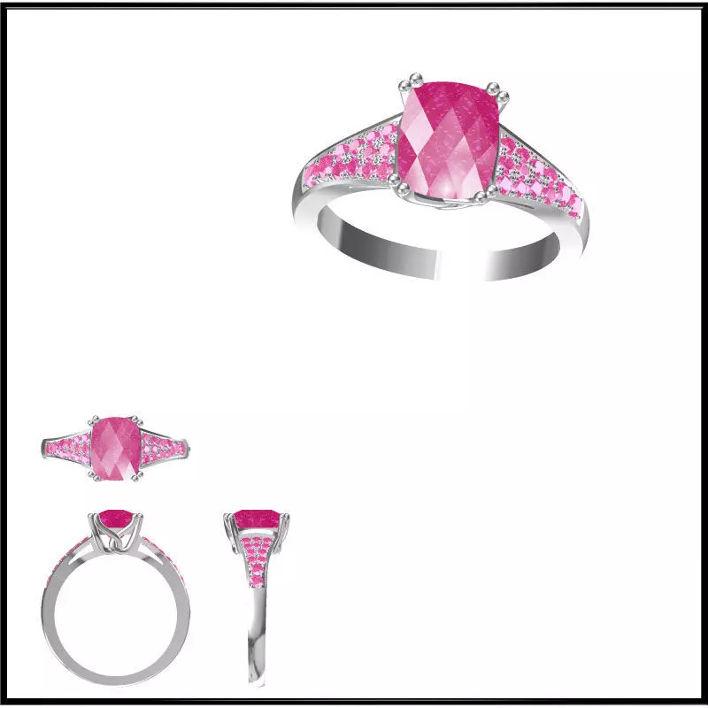 JCD Format Aquamarine color stone ring 3D print model