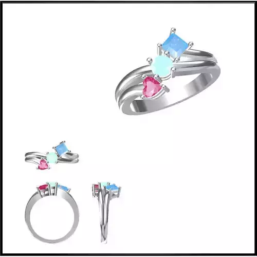 JCD Format Aquamarine color stone ring cad ring design 3D print model