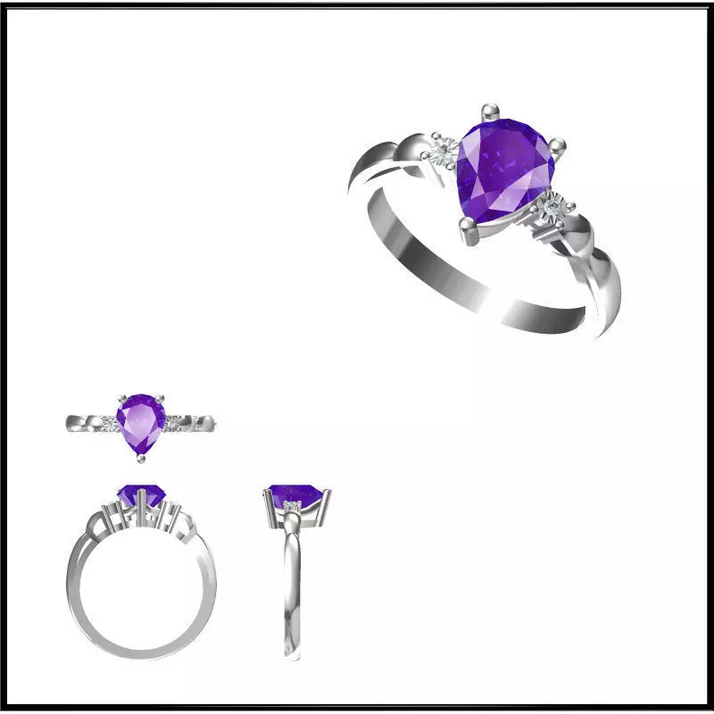 JCD Format Aquamarine color stone ring cad color stone ring 3D print model