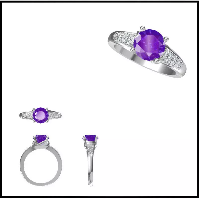 JCD Format Aquamarine color stone ring cad color stone ring 3D print model