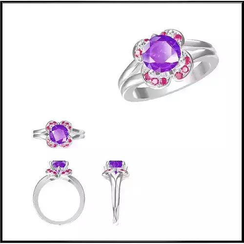 JCD Format  Aquamarine color stone ring cad cam jewelry design