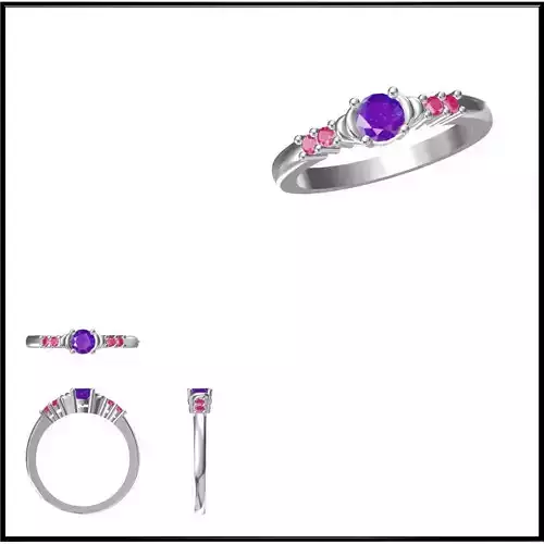 JCD Format Aquamarine color stone ring cad cam jewelry