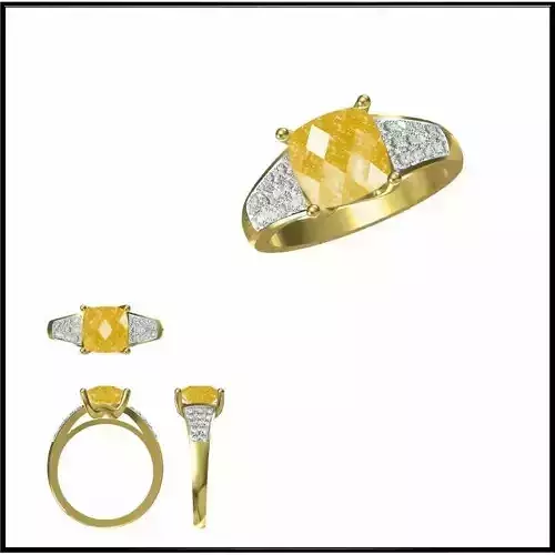 JCD Format Aquamarine color stone ring autocad jewelry