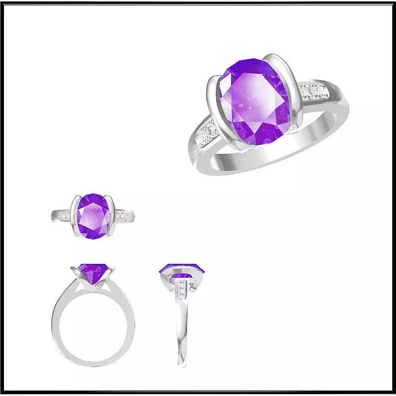 JCD Format Aquamarine color stone ring 3design price 3D print model