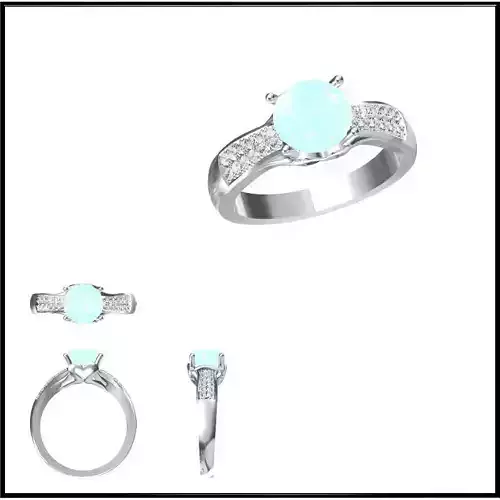 JCD Format  Aquamarine color stone ring 3d jewelry cad