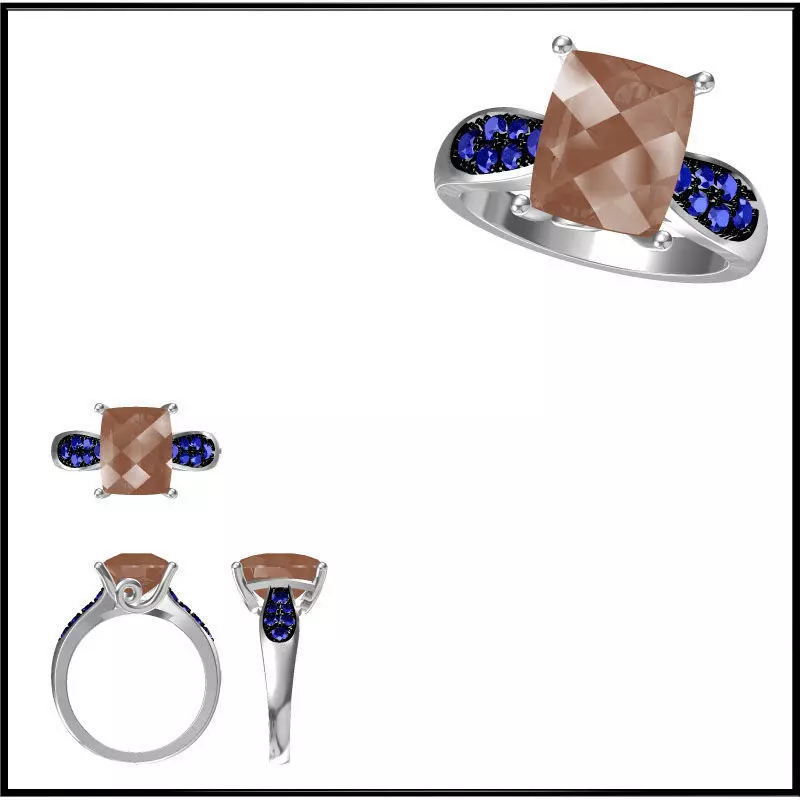 JCD Format Aquamarine color stone ring design course 3D print model